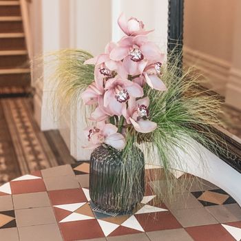 Fresh flowers in a glass vase