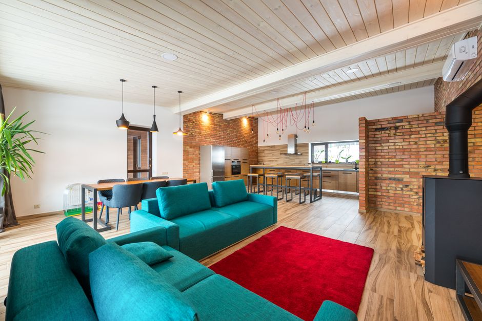 Stylish open-plan apartment living space