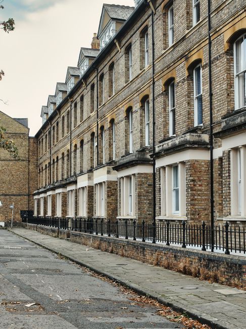 Row of English Victorian terraced houses